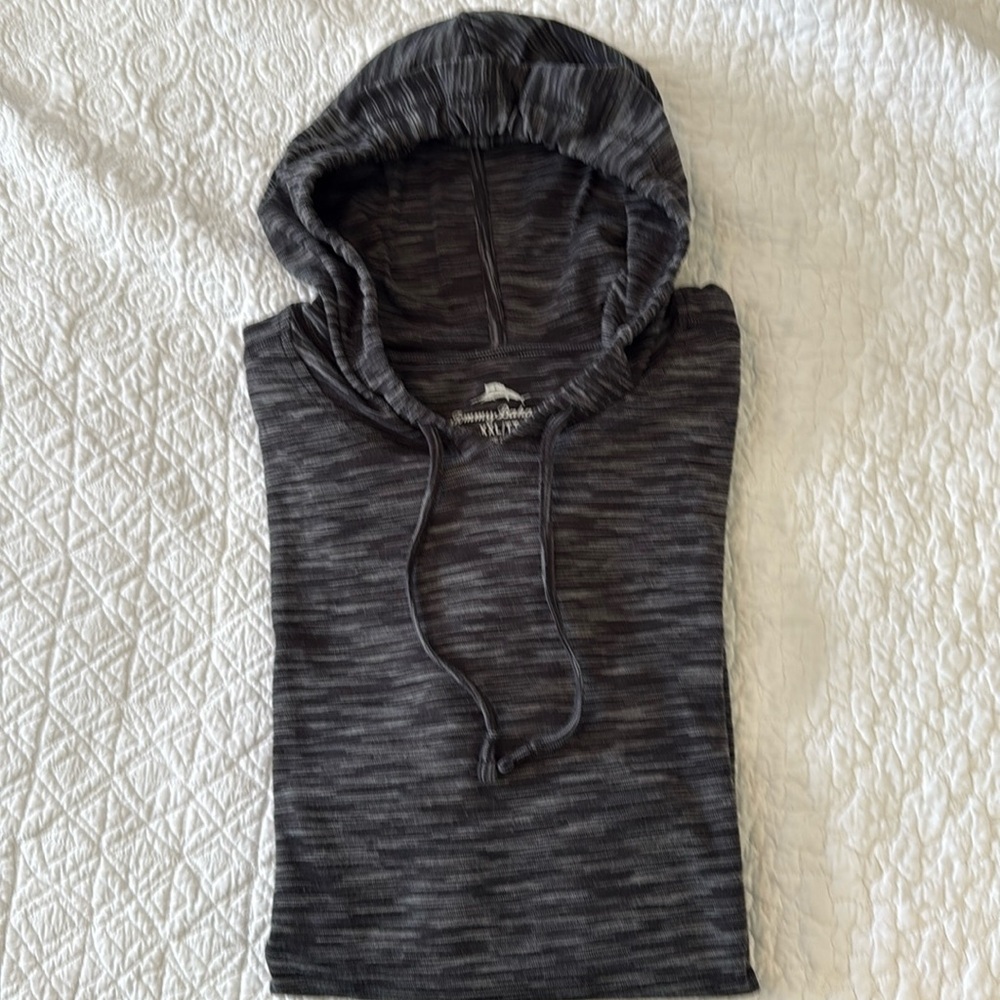 Men’s L/S grey & black stripe Tommy Bahama lightweight hoodie